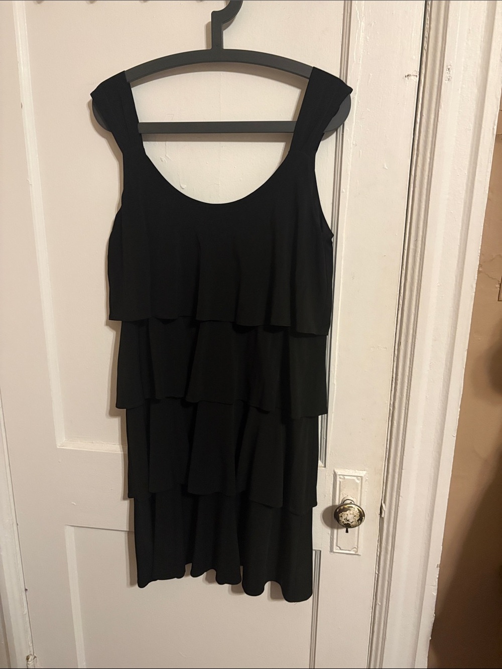 Sleeveless Flapper-style Tiered Ruffle Little Black Dress